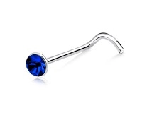 2.2mm Bezel Set Stone Curved Nose Stud Silver NSKB-58